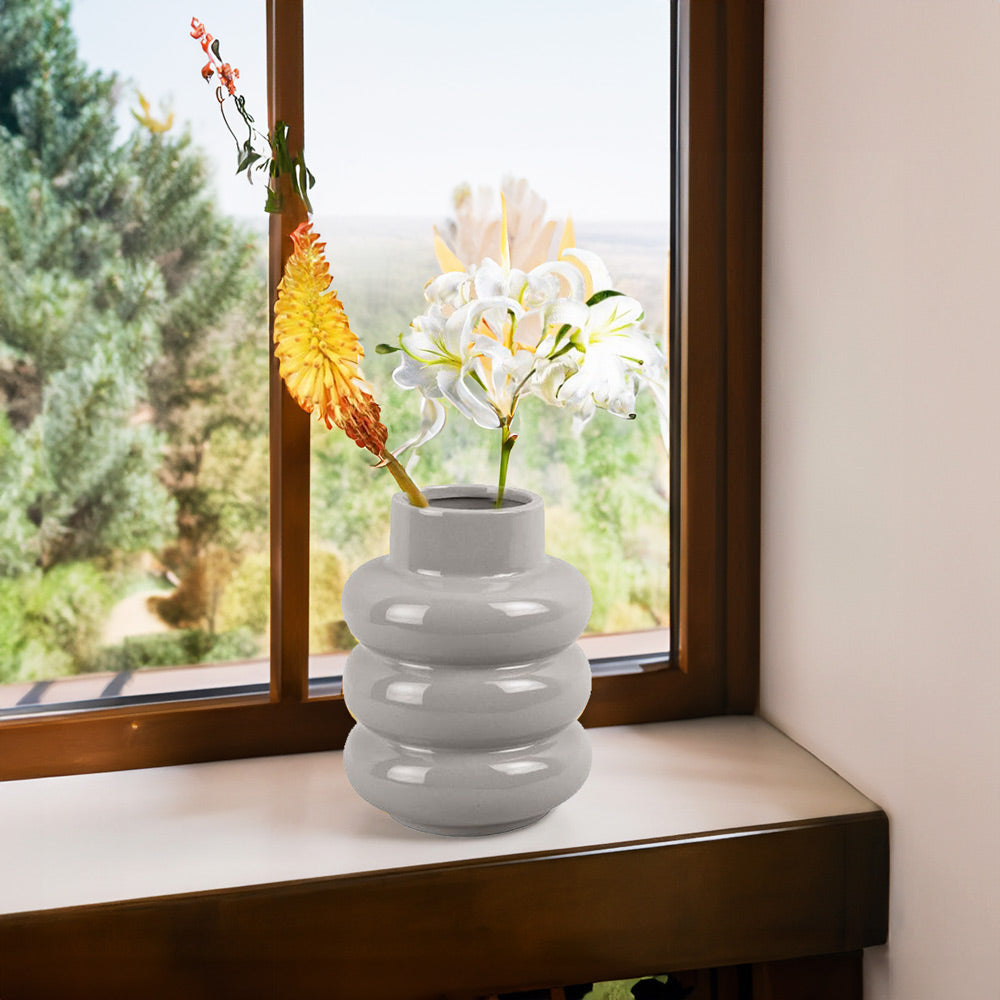 Bobbly Glazed Vase, Medium - Grey