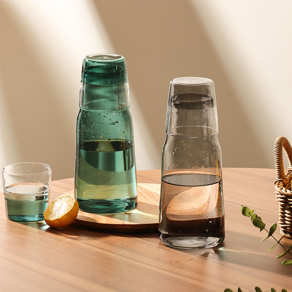 Bocca Glass Water Jug with Tumbler - Teal
