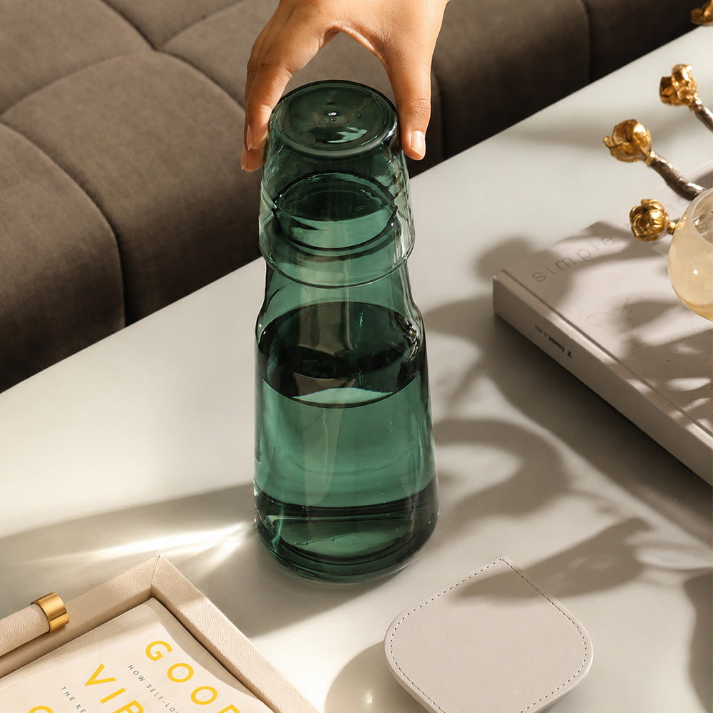 Bocca Glass Water Jug with Tumbler - Teal