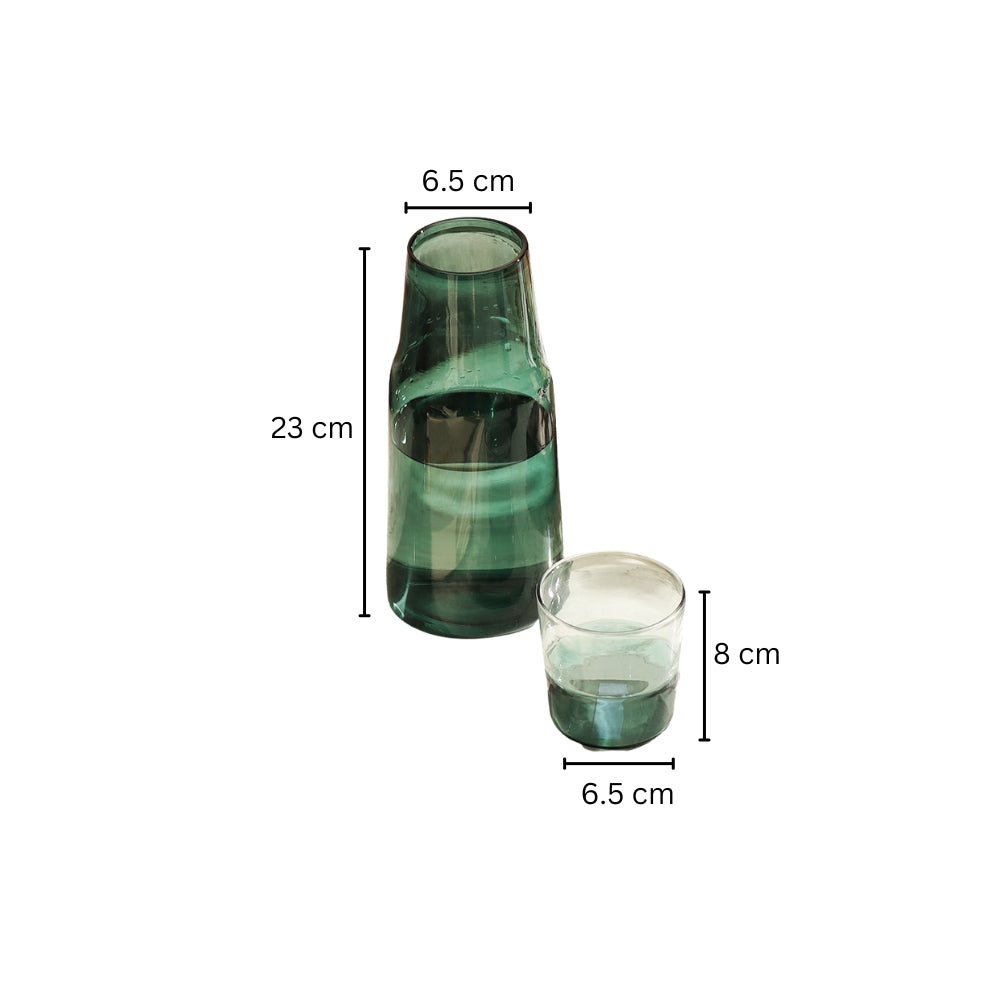 Bocca Glass Water Jug with Tumbler - Teal