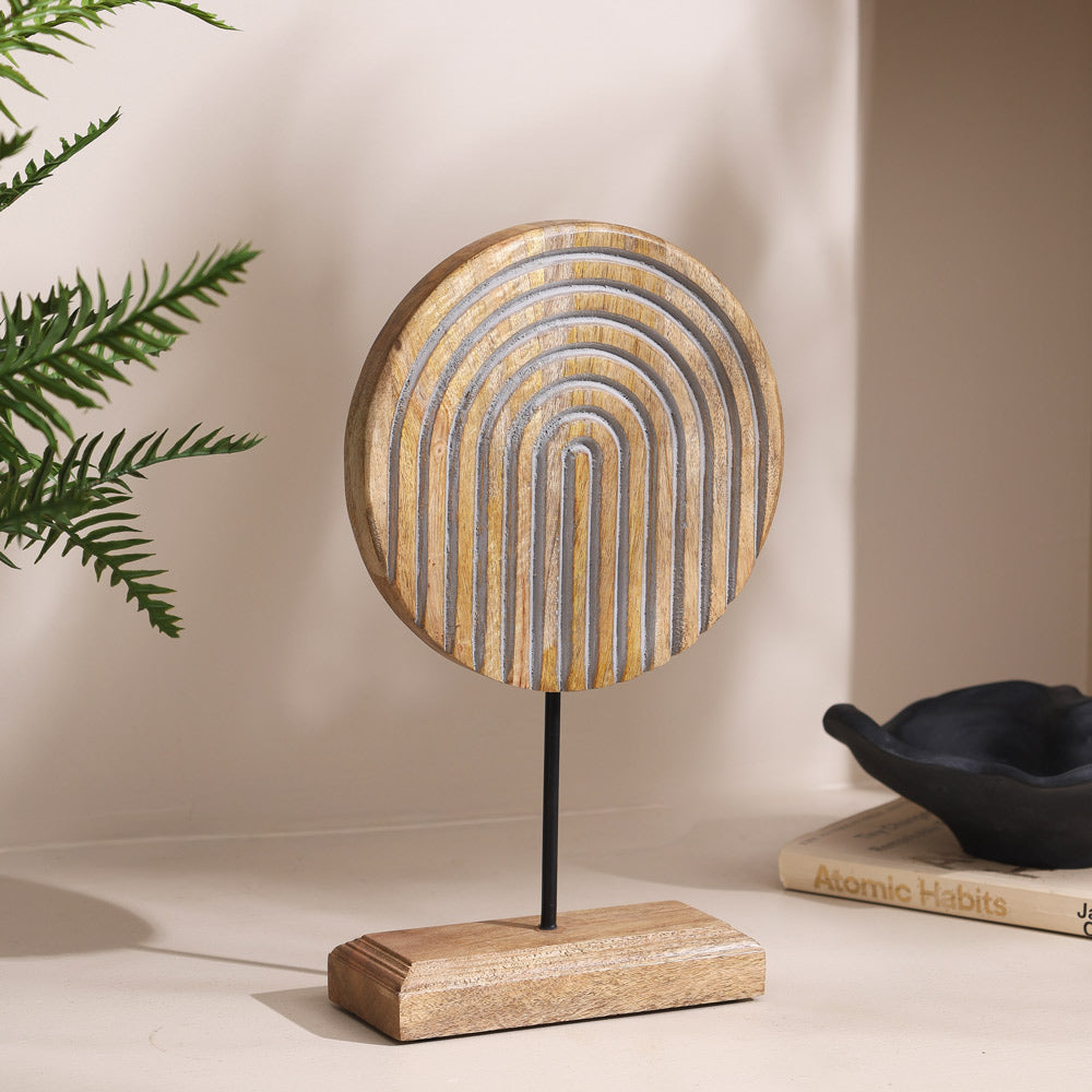 Bogen Carved Wooden Sculpture - Natural Grey