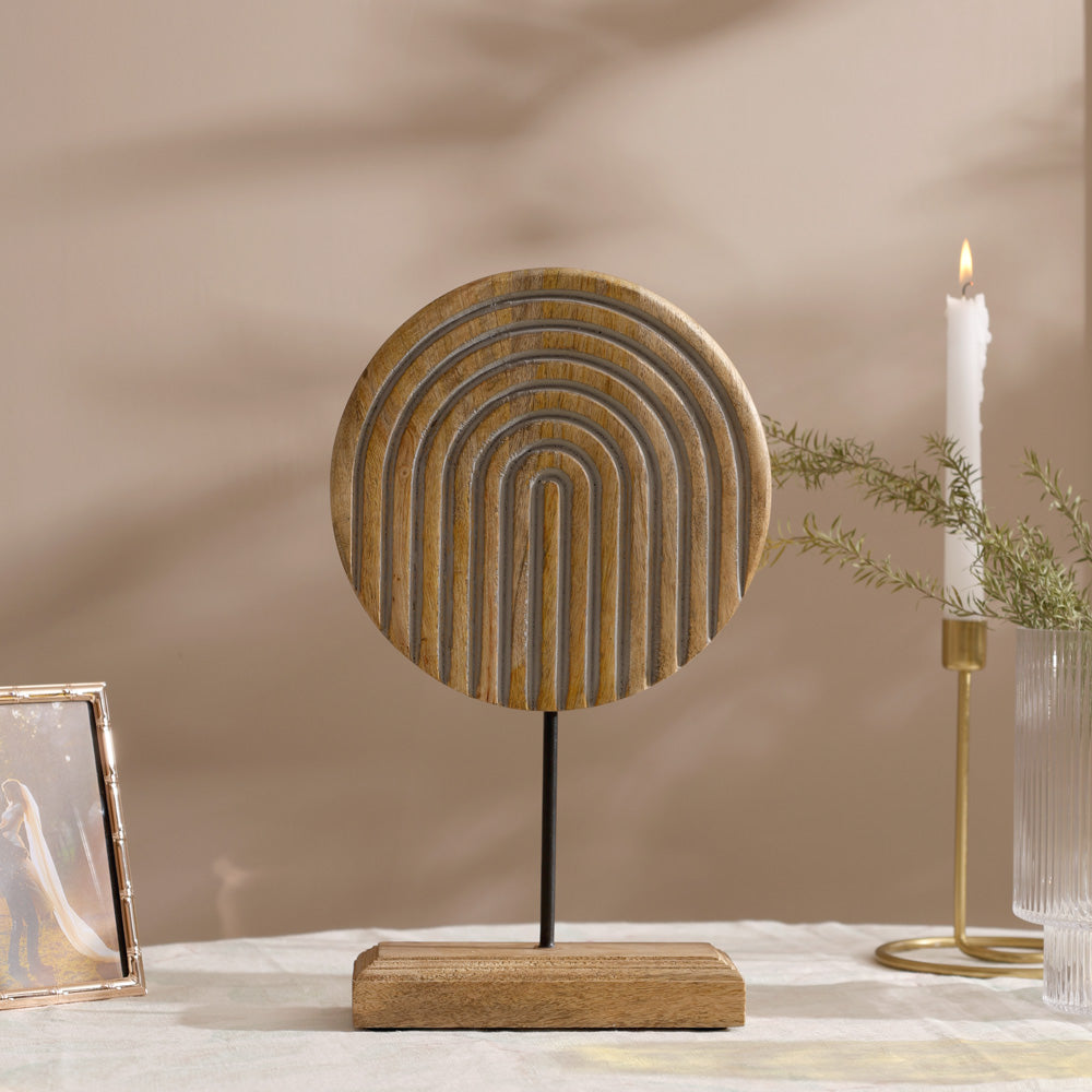 Bogen Carved Wooden Sculpture - Natural Grey