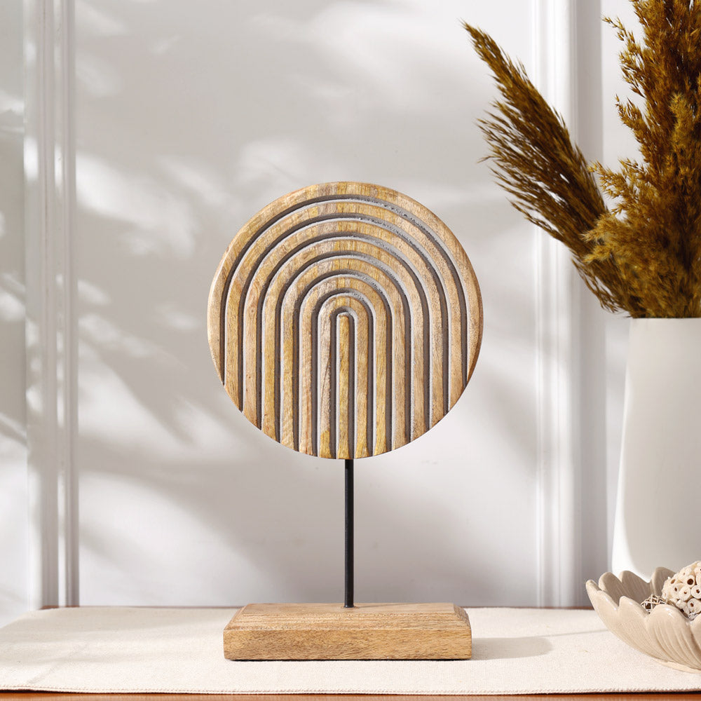 Bogen Carved Wooden Sculpture - Natural Grey