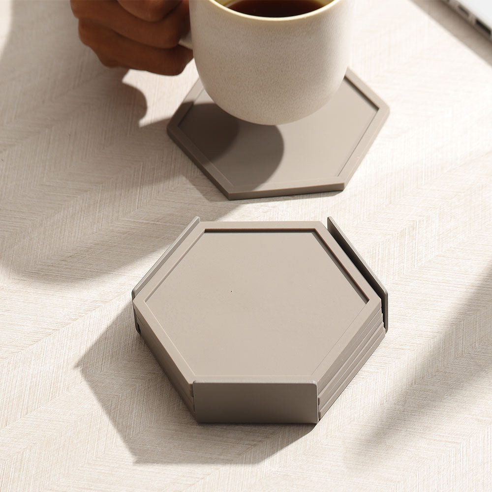 Bold Coasters, Set of 6 - Taupe