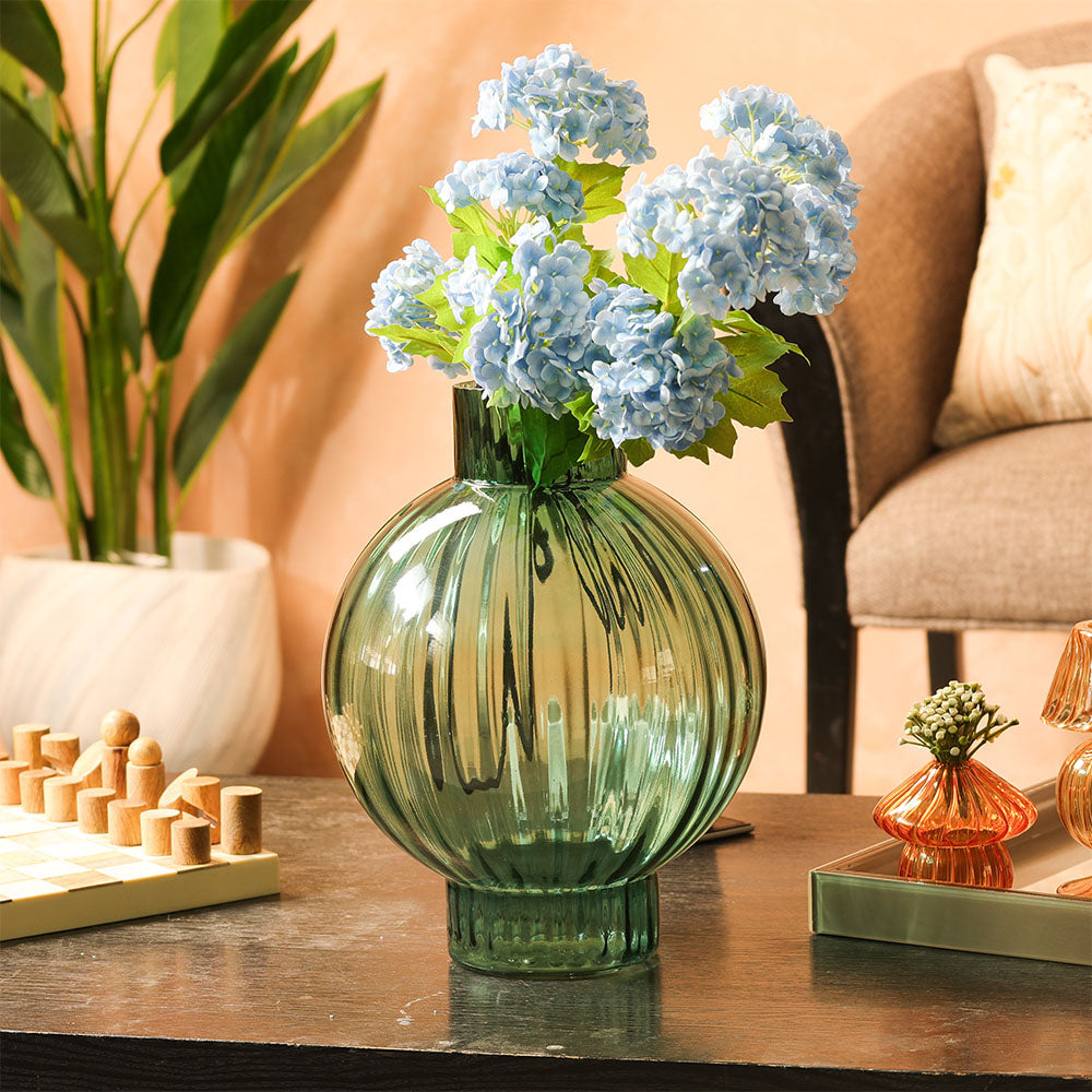 Bomba Glass Round Vase Large - Teal