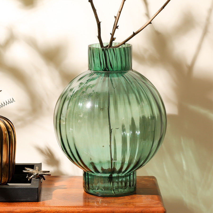 Bomba Glass Round Vase Large - Teal