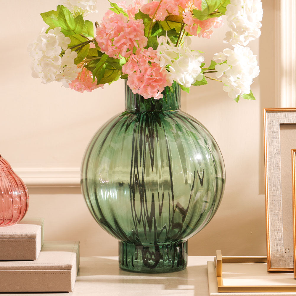 Bomba Glass Round Vase Large - Teal