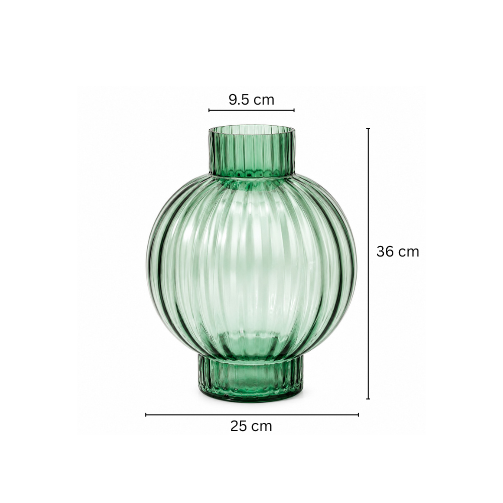 Bomba Glass Round Vase Large - Teal