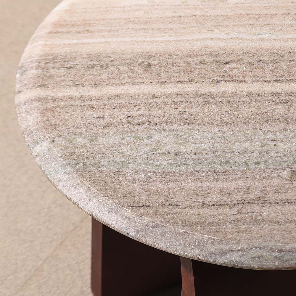Bordum Marble & Mango Wood Side Table Short - Grey