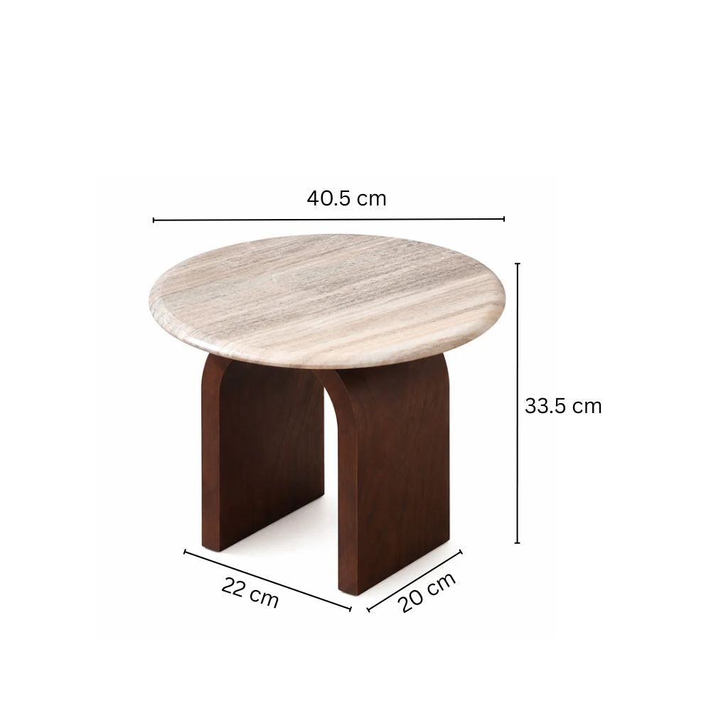 Bordum Marble & Mango Wood Side Table Short - Grey