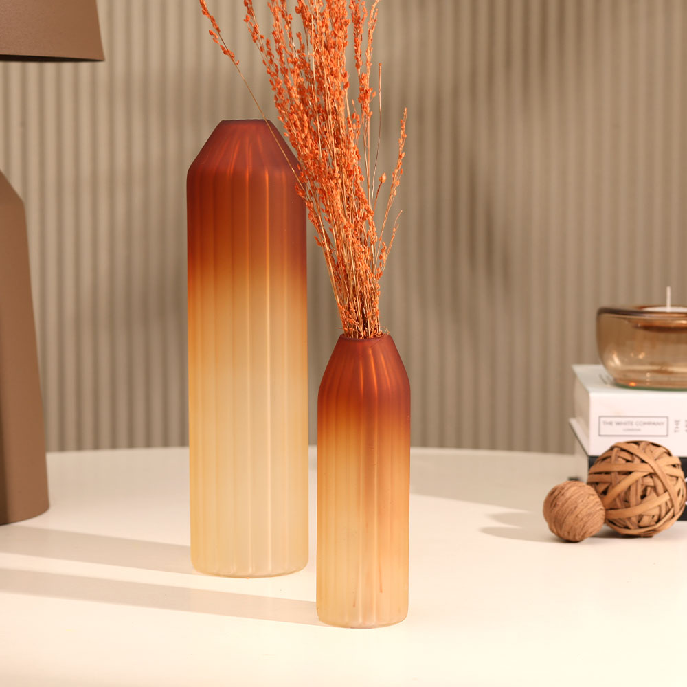 Botella Glass Vase Short - Frosted Amber