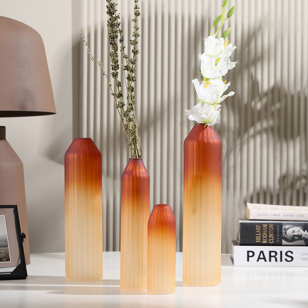 Botella Glass Vase Short - Frosted Amber