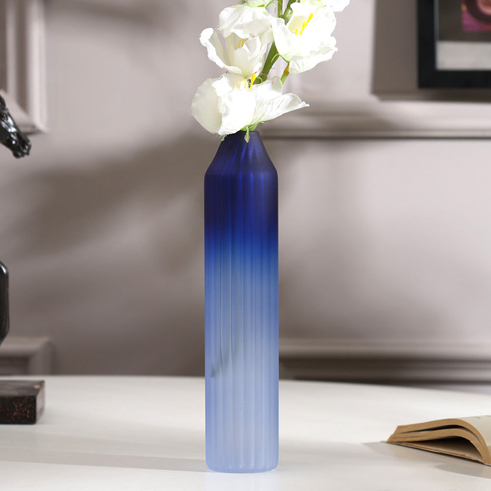 Botella Glass Vase Slim - Frosted Sapphire