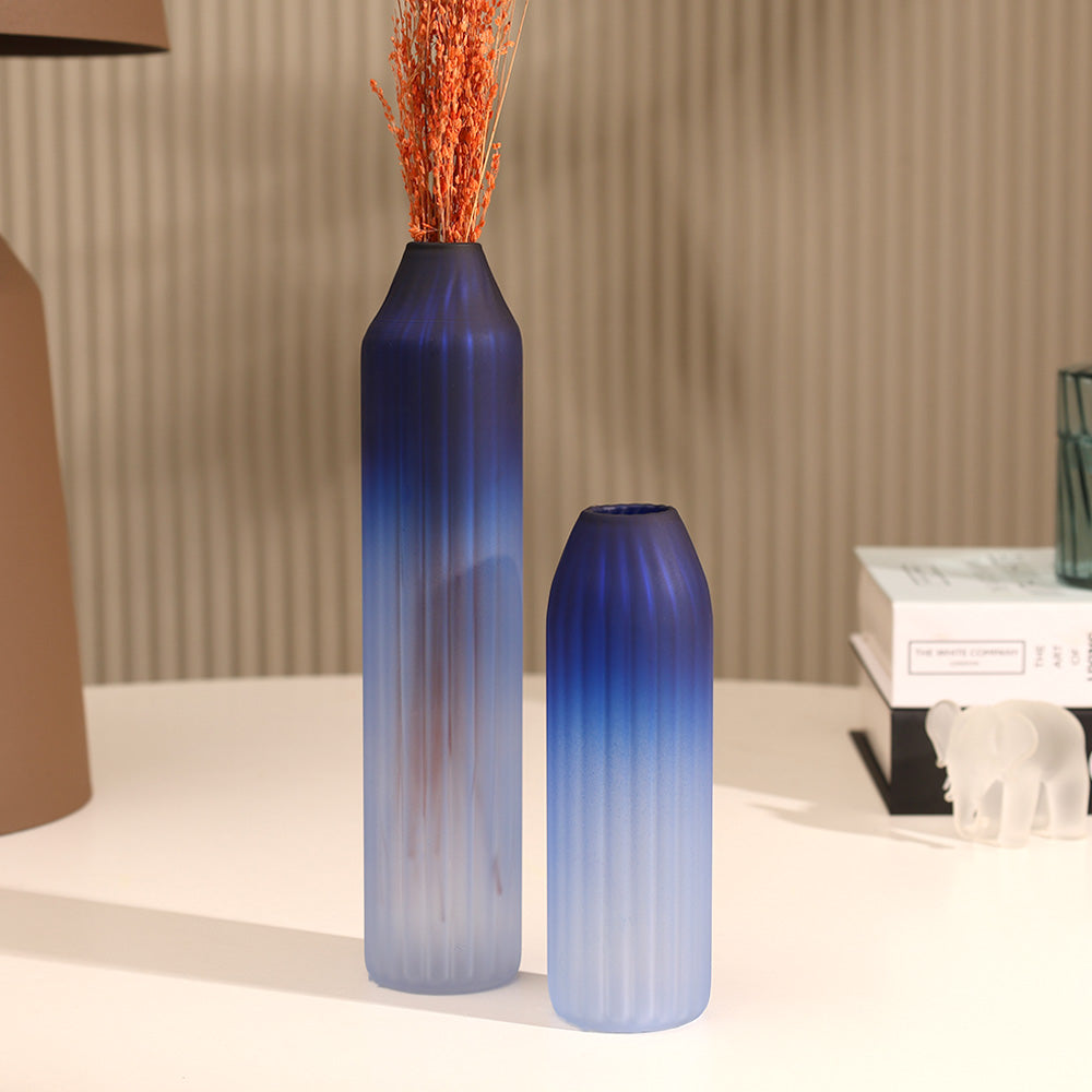 Botella Glass Vase Slim - Frosted Sapphire