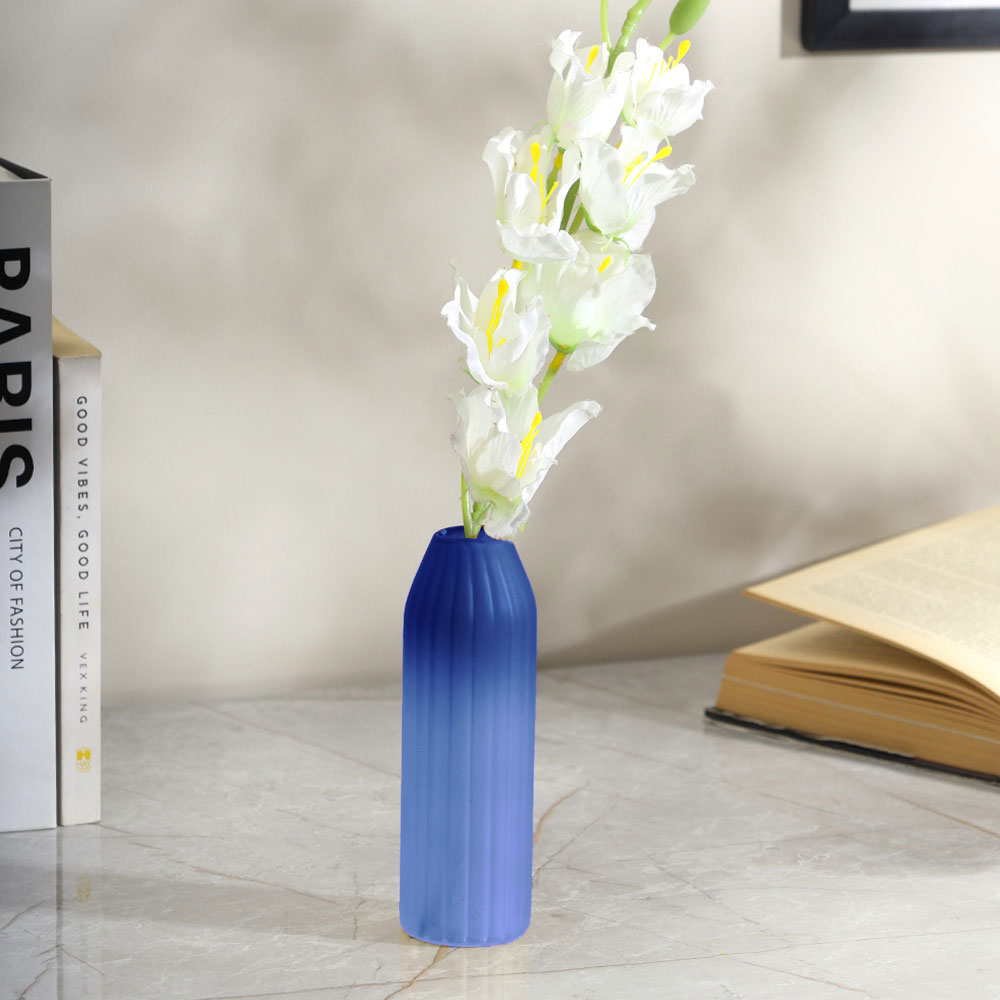 Botella Glass Vase Short - Frosted Sapphire