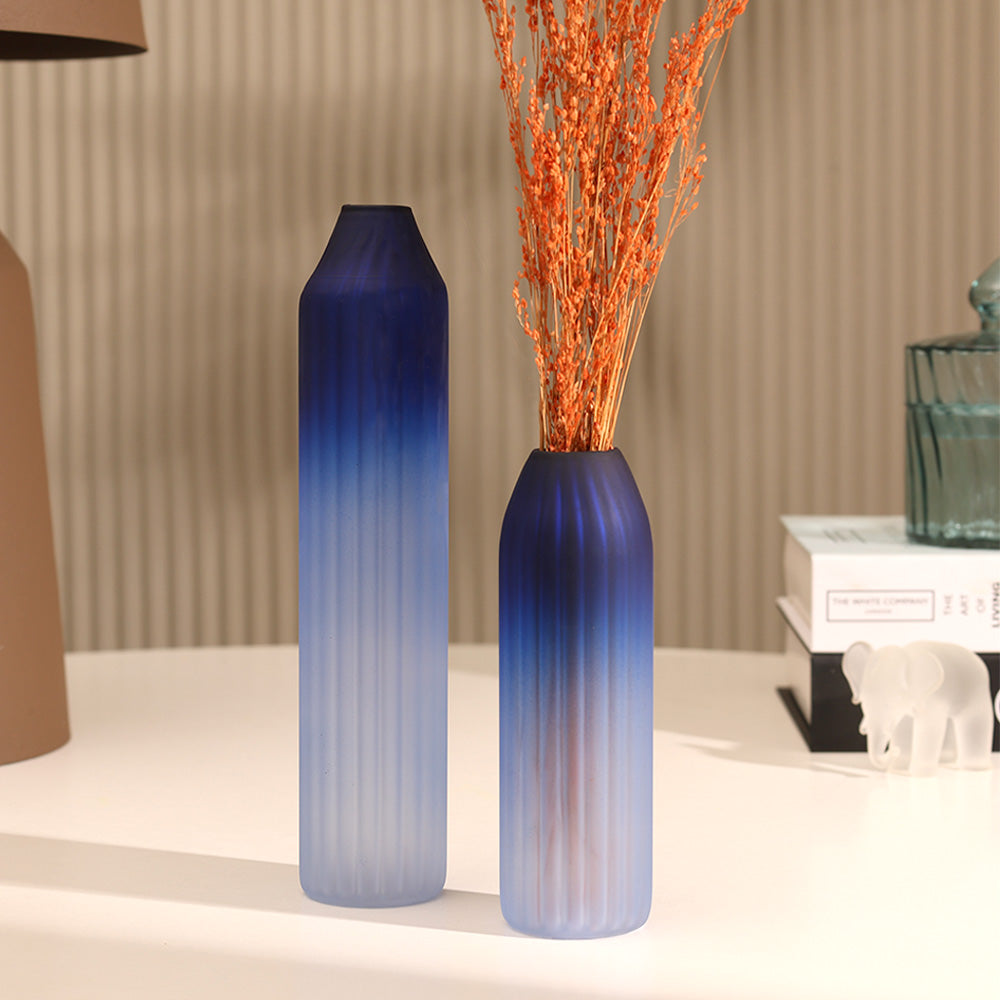 Botella Glass Vase Short - Frosted Sapphire