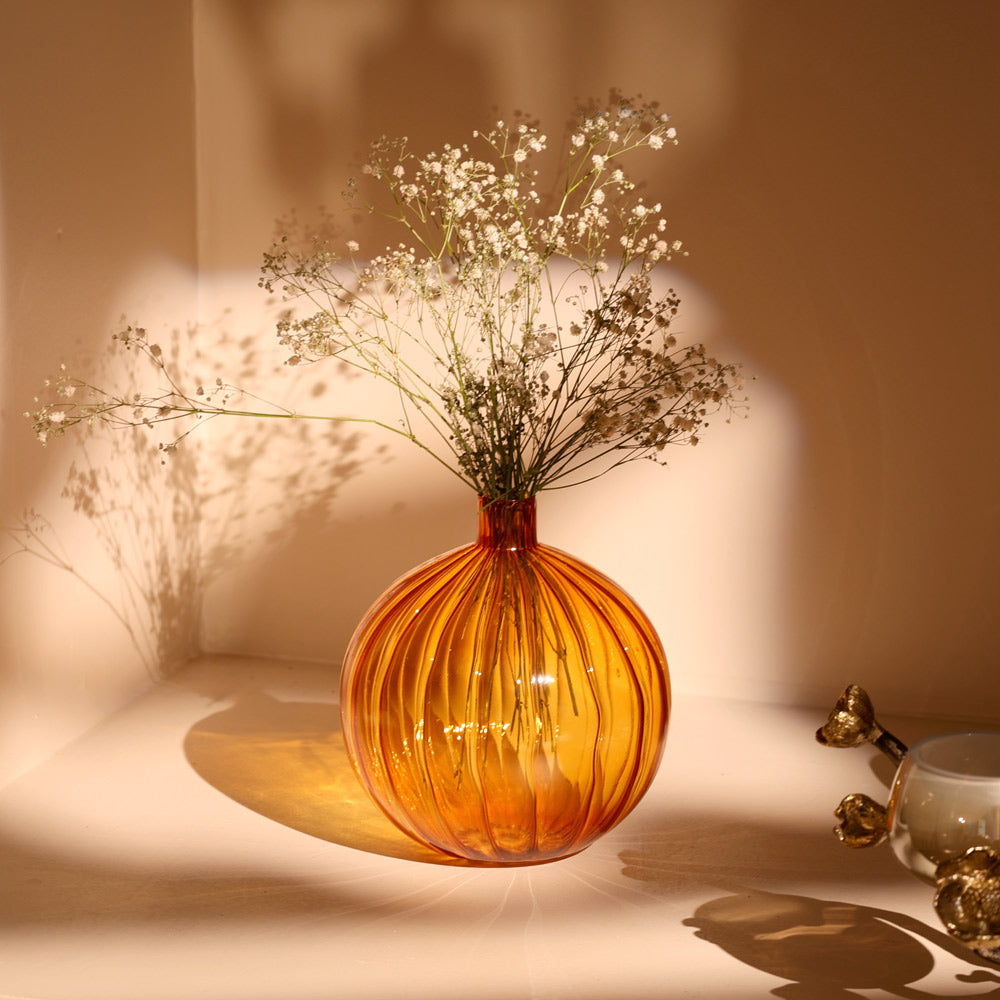 Cirque Round Glass Vase Short - Mocha