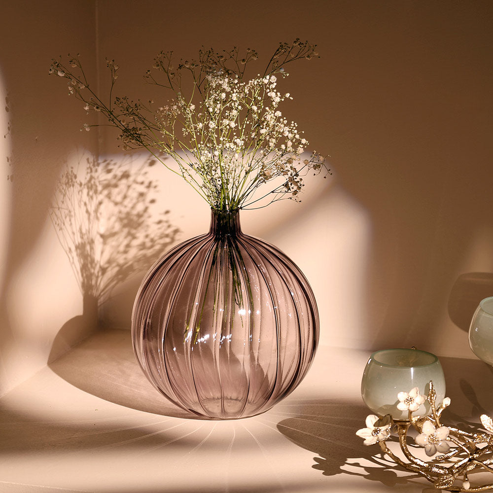 Cirque Round Glass Vase Medium - Smoke