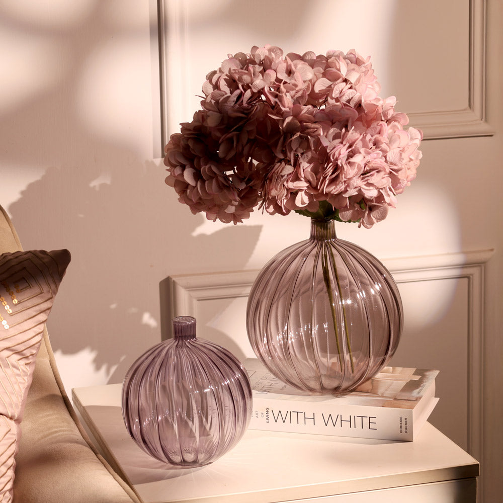 Cirque Round Glass Vase Short - Smoke