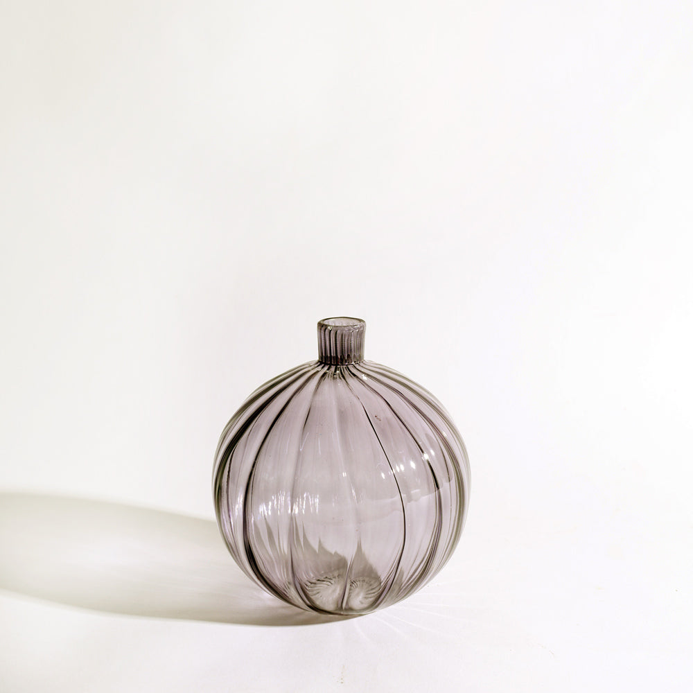 Cirque Round Glass Vase Short - Smoke
