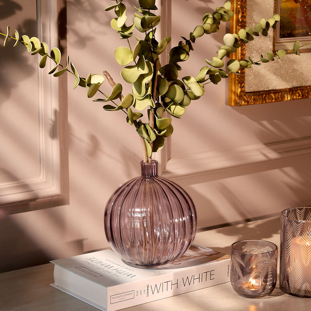 Cirque Round Glass Vase Short - Smoke