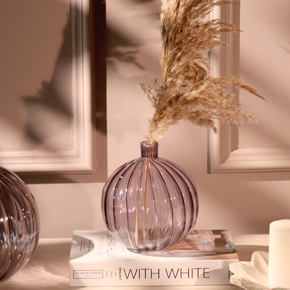 Cirque Round Glass Vase Short - Smoke