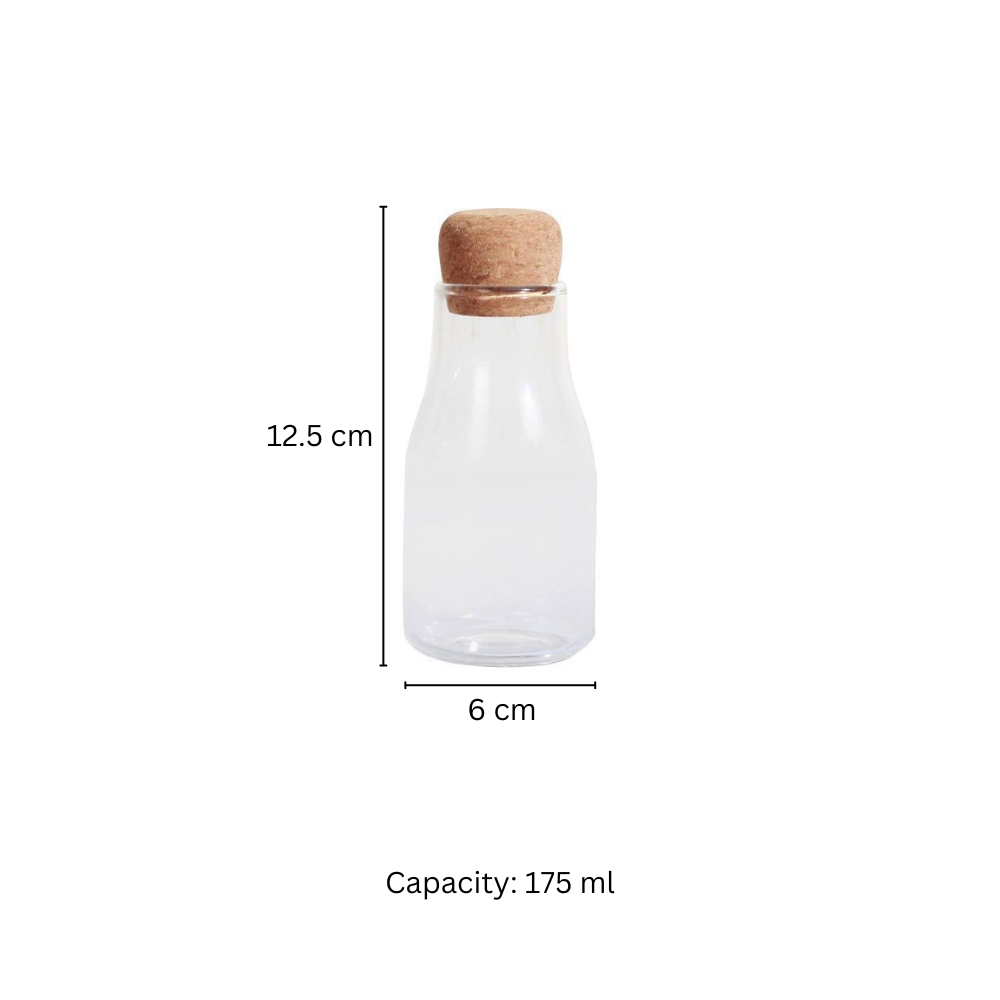 Borosilicate Glass Bottle With Cork Lid - Mini