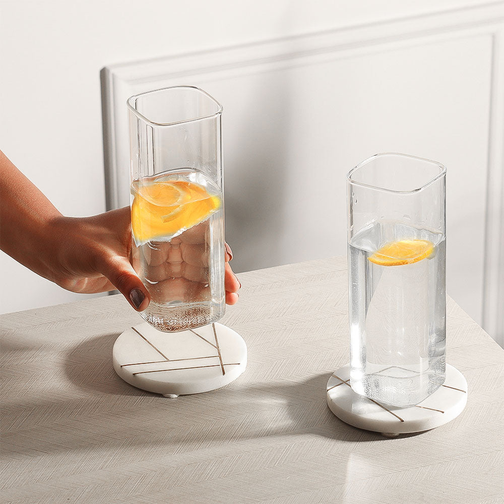 Borosilicate Square Long Drink Glasses, Set of 2