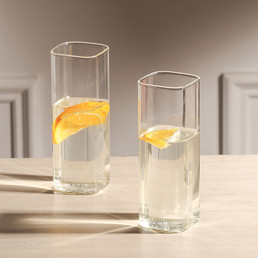 Borosilicate Square Long Drink Glasses, Set of 2