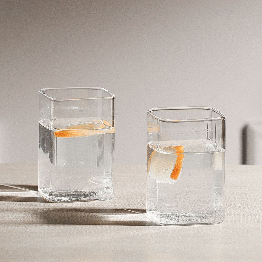 Borosilicate Square Short Tumblers, Set of 2