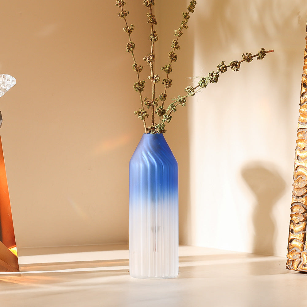 Botella Glass Vase Short - Frosted Sapphire