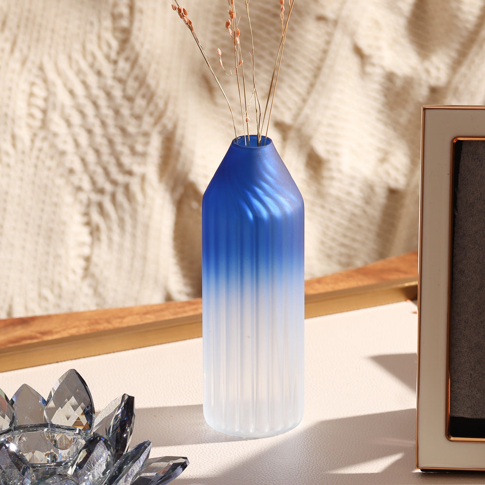 Botella Glass Vase Short - Frosted Sapphire