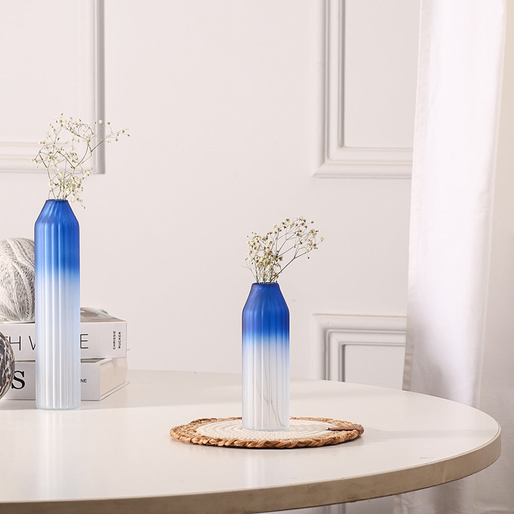 Botella Glass Vase Short - Frosted Sapphire