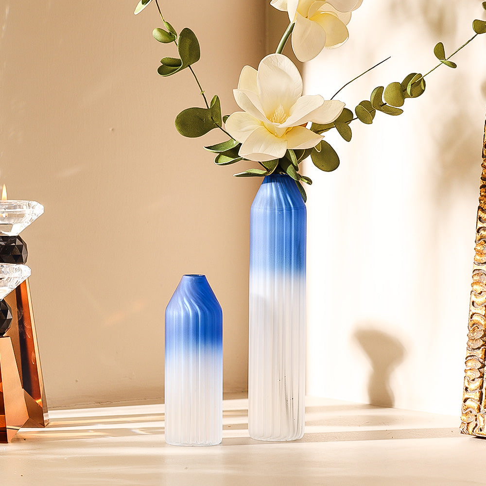 Botella Glass Vase Slim - Frosted Sapphire