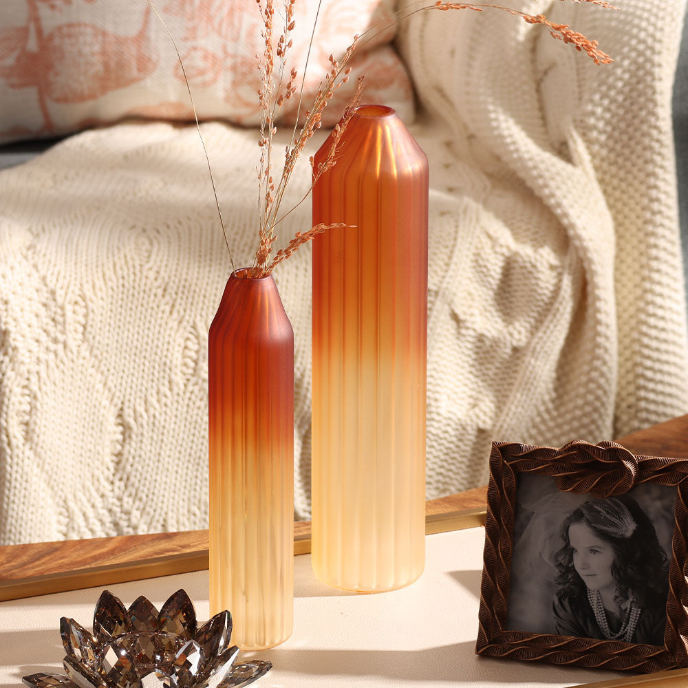Botella Glass Vase Slim - Frosted Amber