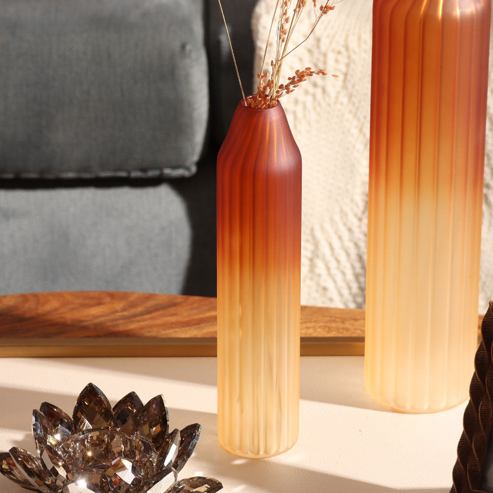 Botella Glass Vase Slim - Frosted Amber