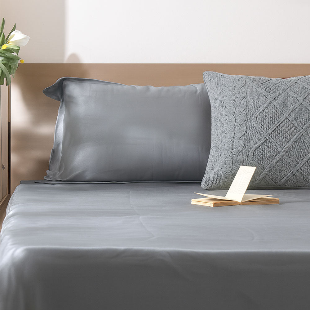 Bottega Bamboo Cotton King Size Bedsheet Set - Grey