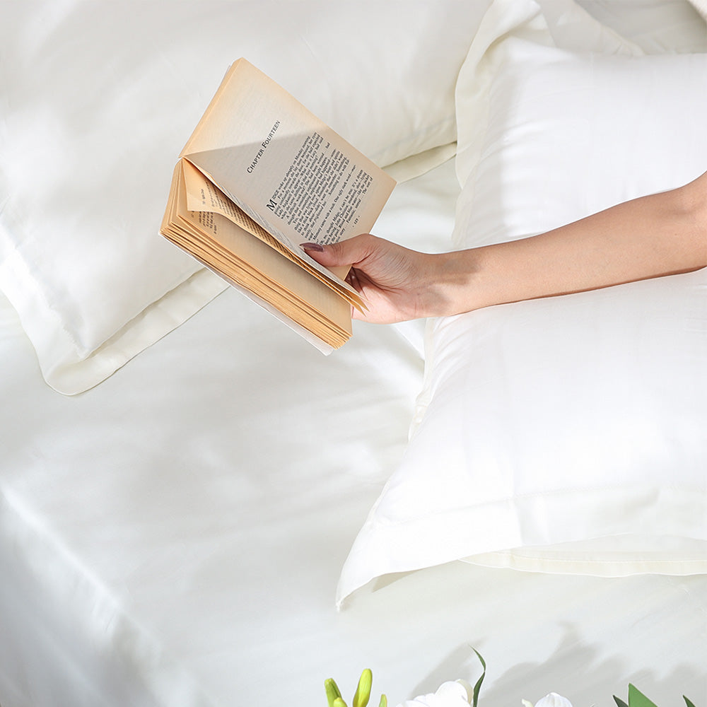 Bottega Bamboo Cotton King Size Bedsheet Set - Ivory