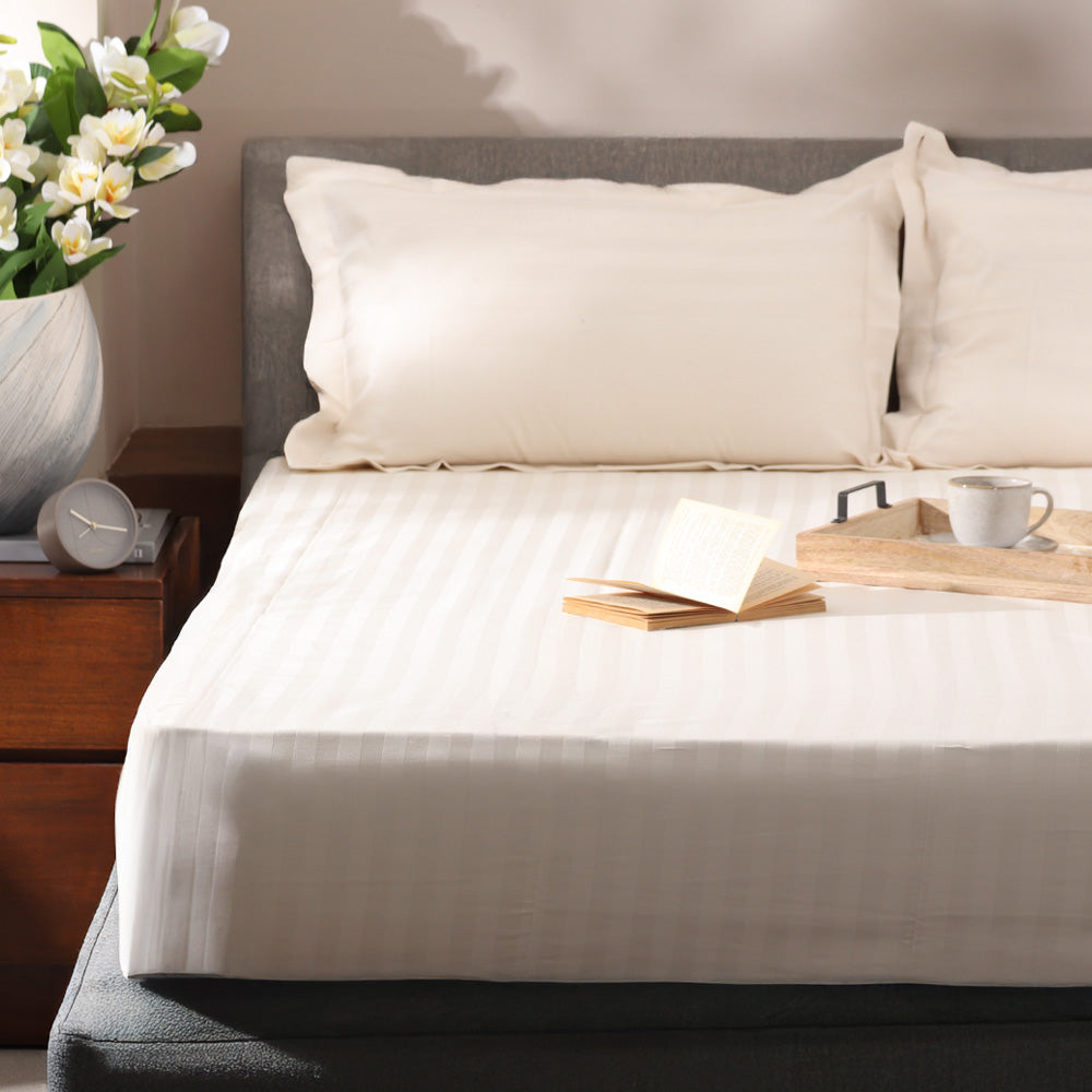 Manor King Size Cotton Bedsheet Set - Cream