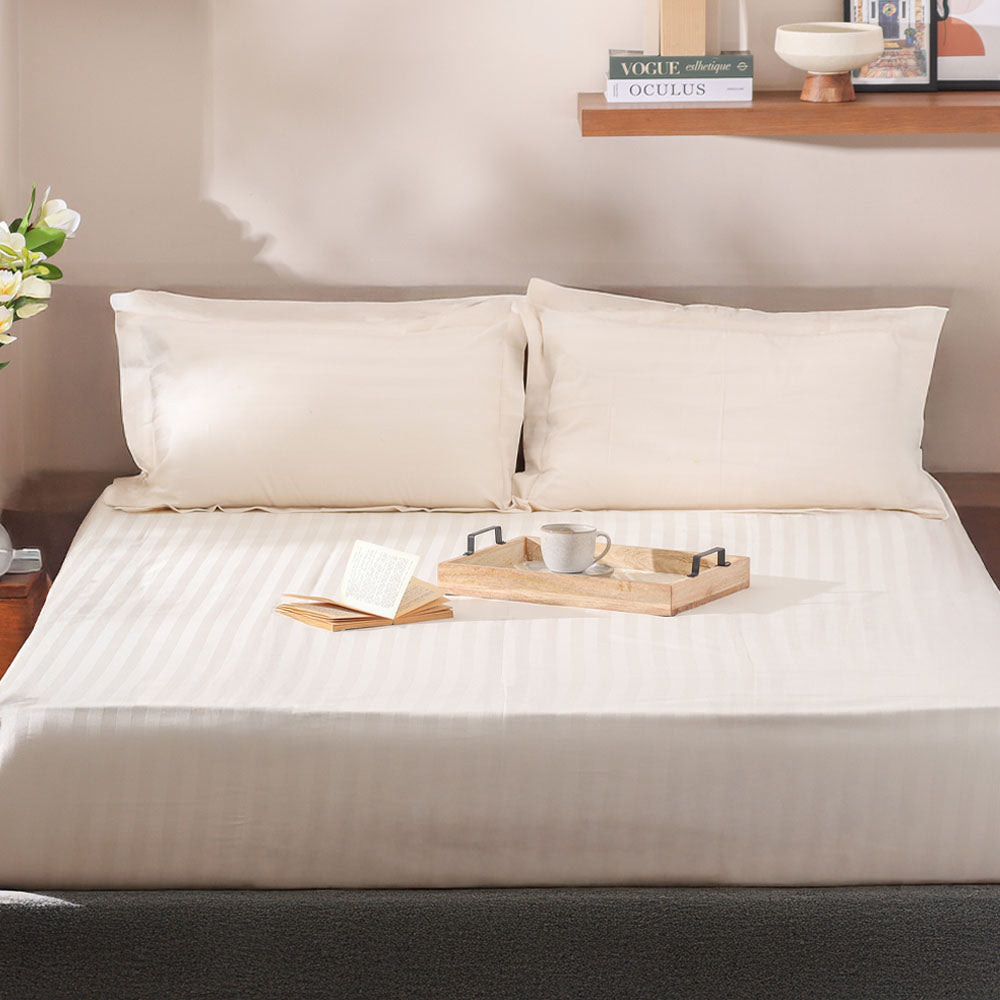 Manor King Size Cotton Bedsheet Set - Cream