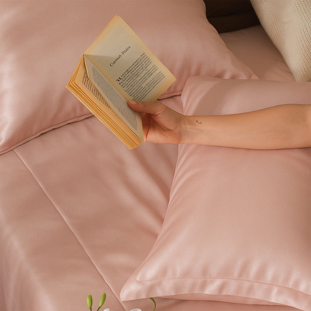Bottega Bamboo Cotton King Size Bedsheet Set - Peach