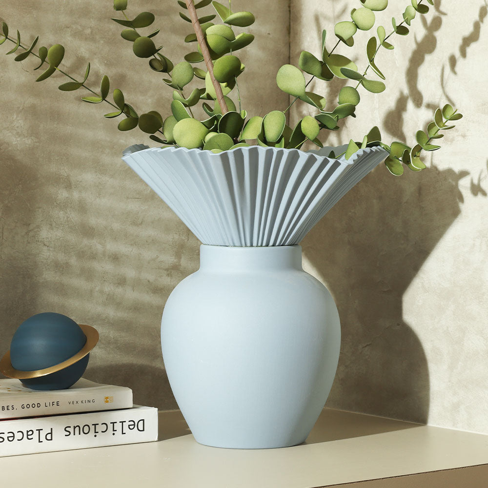 Bouquet Porcelain Vase Large - Dusky Blue