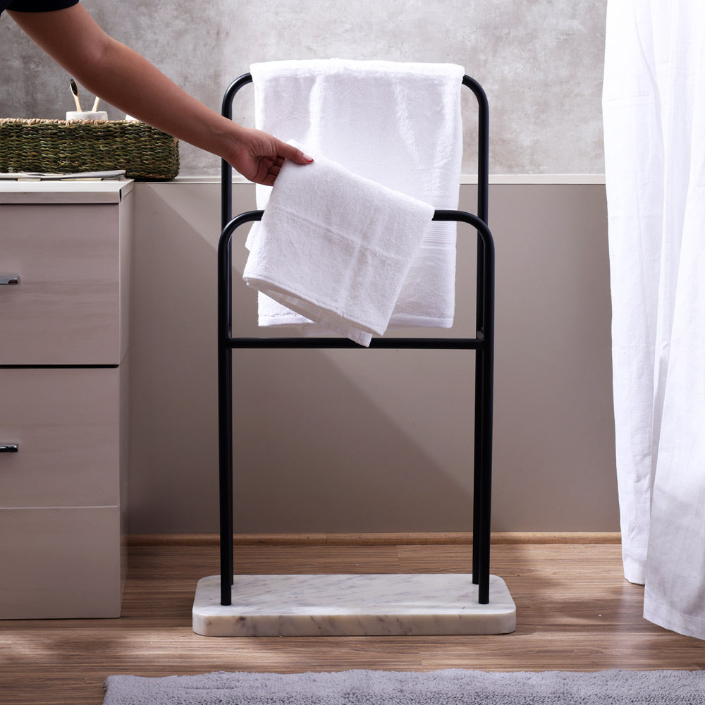 Bowen Marble Bath Towel Holder - White Black