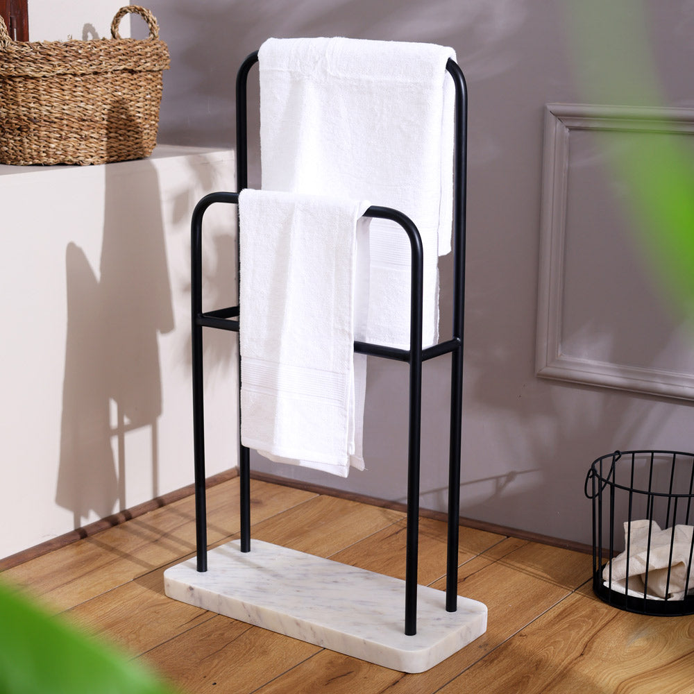 Bowen Marble Bath Towel Holder - White Black