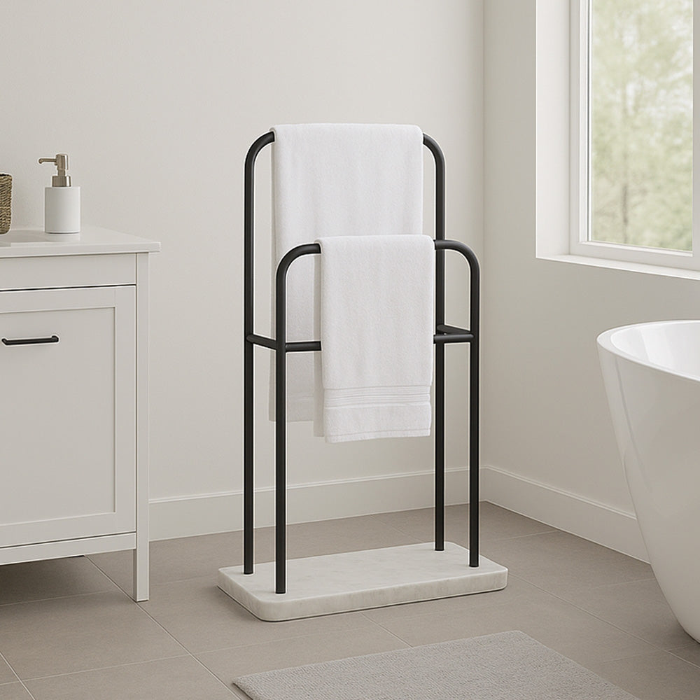 Bowen Marble Bath Towel Holder - White Black