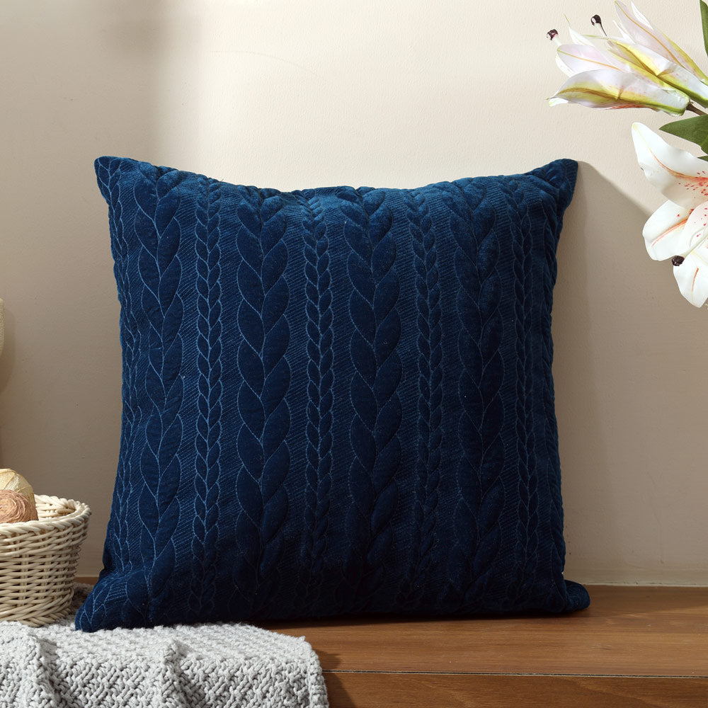 Braide Quilted Velvet Cushion Cover 45x45cm - Navy Blue