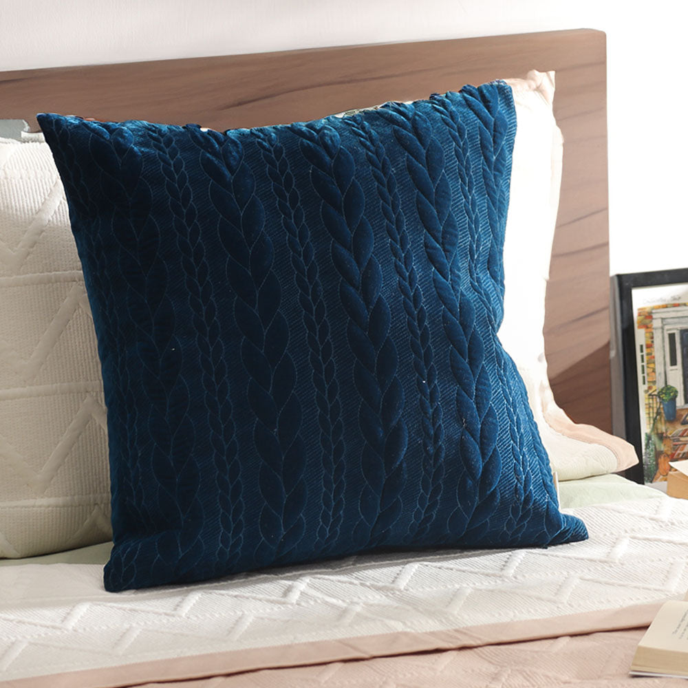 Braide Quilted Velvet Cushion Cover 45x45cm - Navy Blue