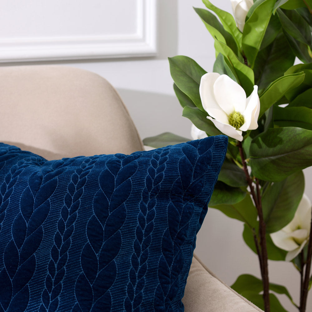 Braide Quilted Velvet Cushion Cover 45x45cm - Navy Blue