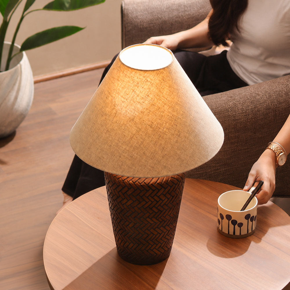 Brea Wooden Table Lamp XL - Walnut Tan