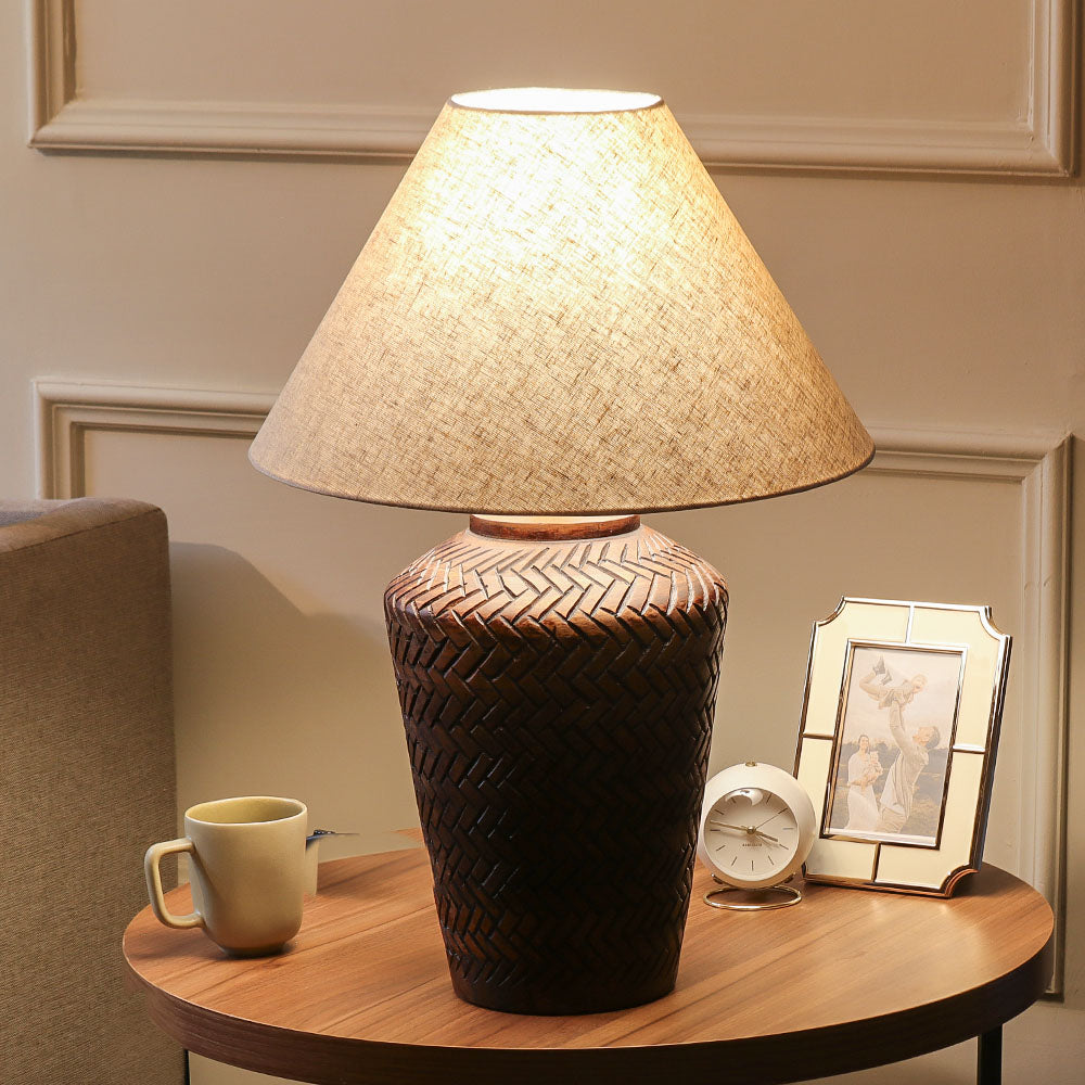 Brea Wooden Table Lamp XL - Walnut Tan